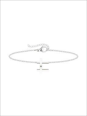 Gold Plated Cross Charm Link Bracelet Adjustable Chain